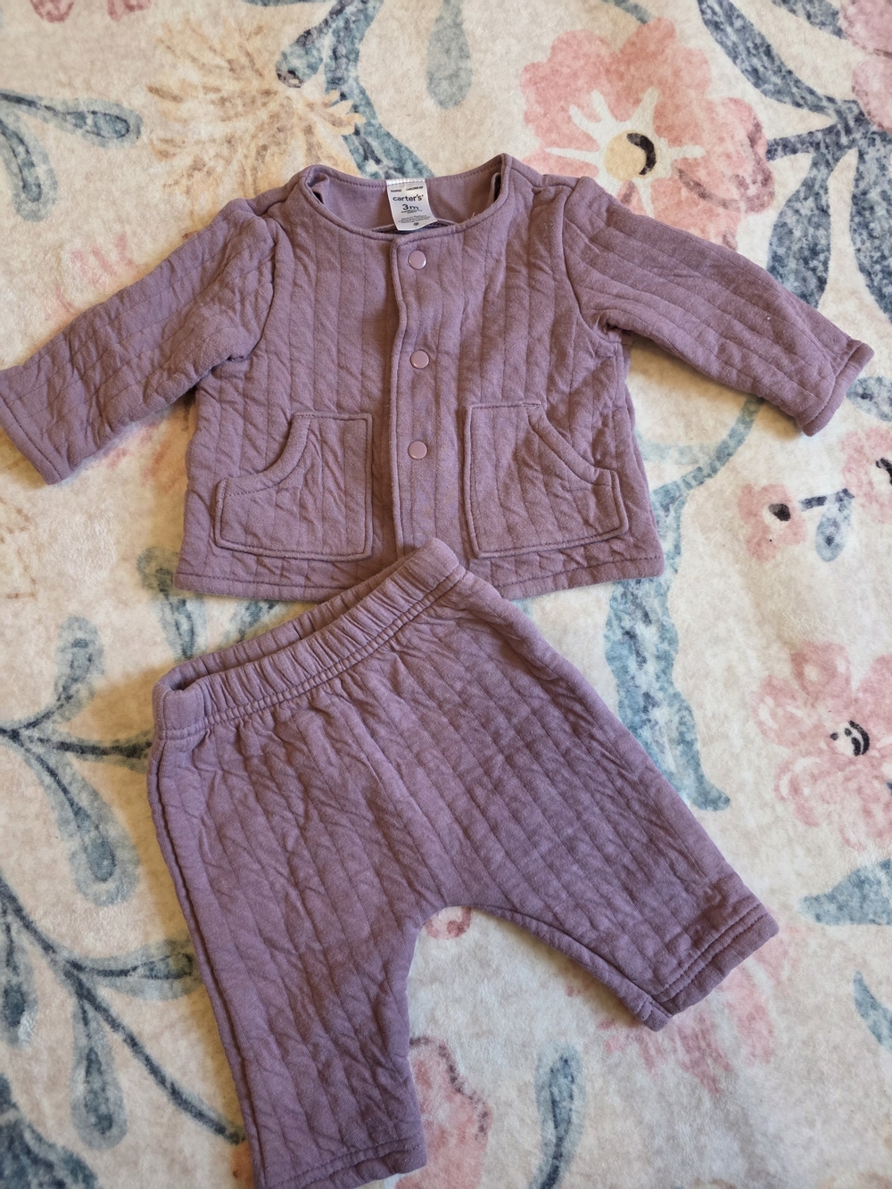 Carter's Dusty Mauve Quilted Jacket and Pants Set 3m